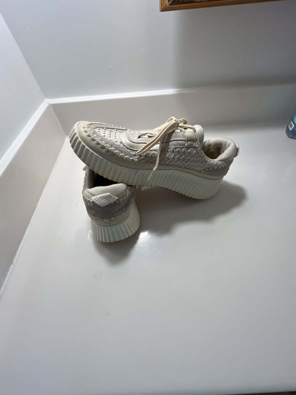 Dolce Vita Dolen Cream Textured Crochet Platform Sneakers